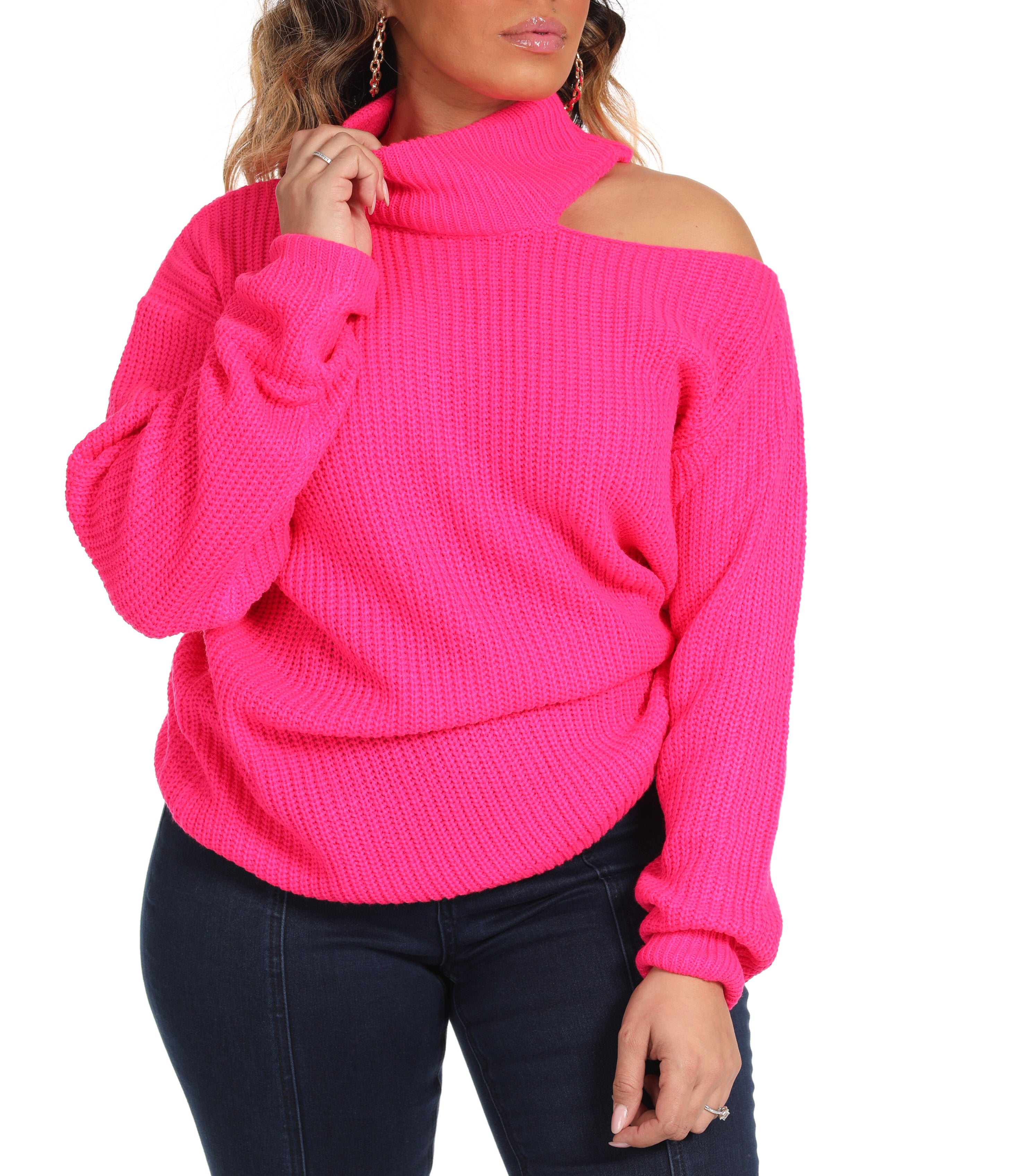 Peek a boo shoulder sweater new arrivals